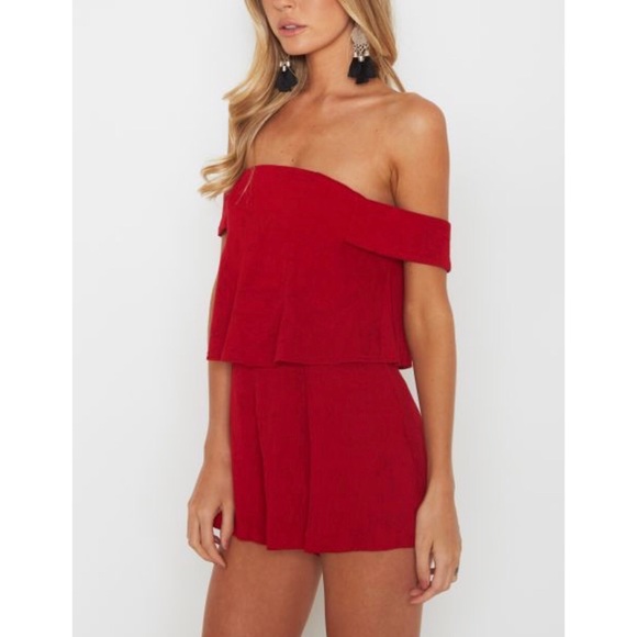 New White fox boutique red romper - Picture 3 of 5